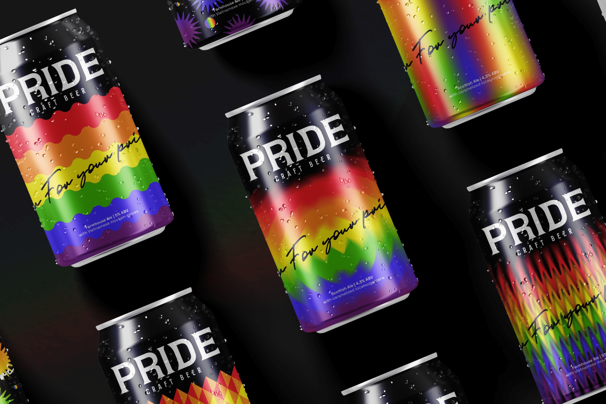 六種不同色調的灌裝啤酒包裝設計(圖1)