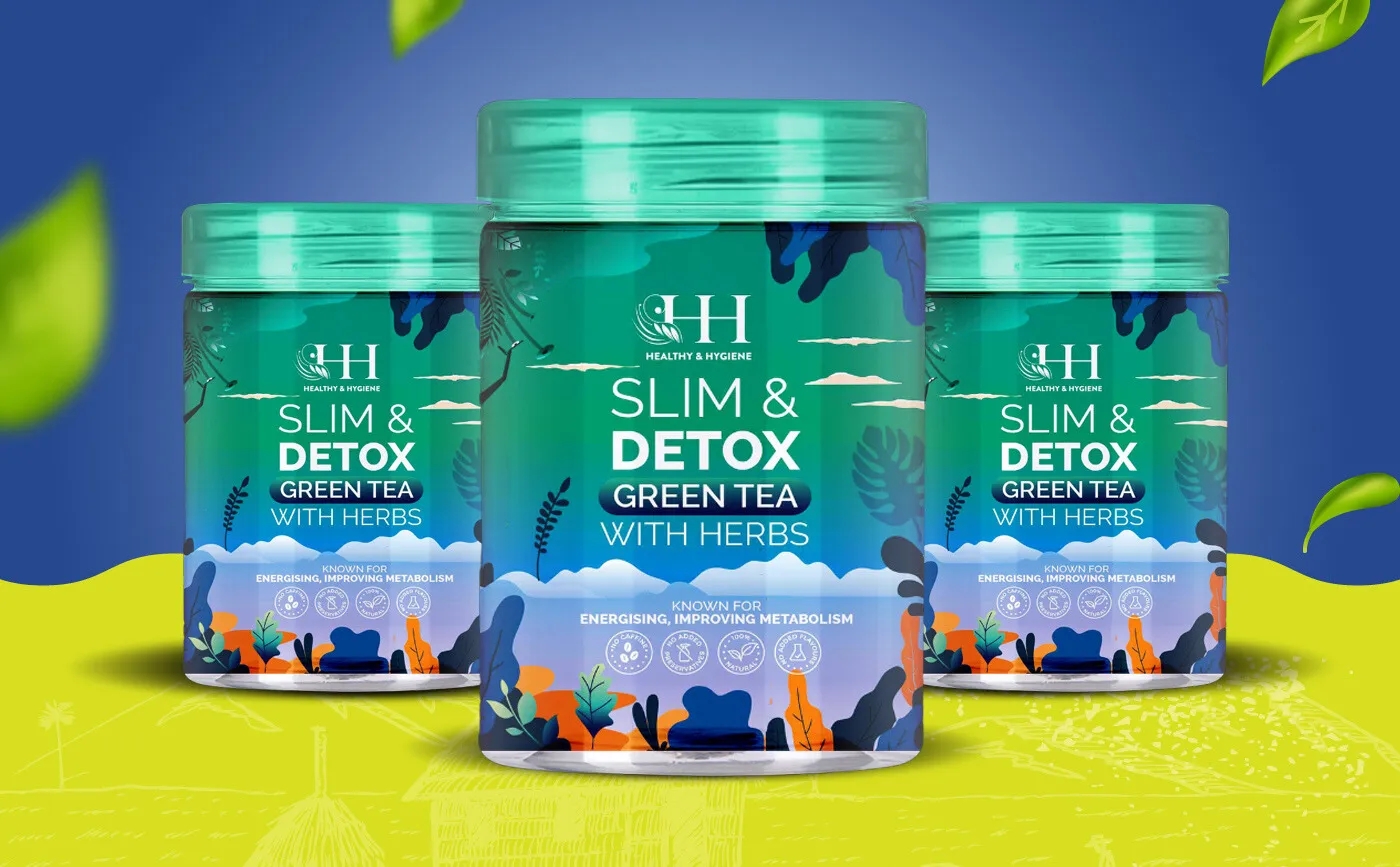 中草藥排毒減肥綠茶包裝如何設計(圖1)